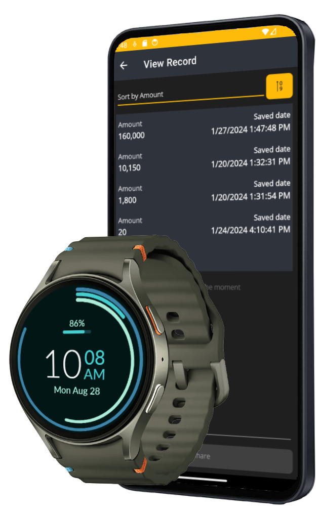 smart watch and a phone